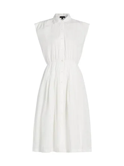 Atm Anthony Thomas Melillo Women's Cotton Voile Sleeveless Shirtdress In White