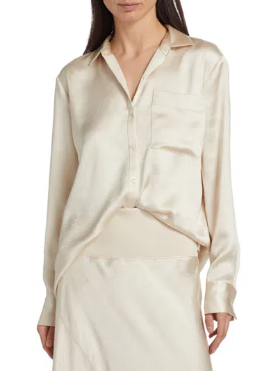 Atm Anthony Thomas Melillo Women's Cracked Satin Shirt In Neutral