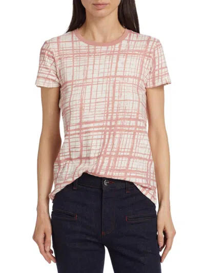 Atm Anthony Thomas Melillo Schoolboy Crosshatch Slub Jersey Crewneck T-shirt In Faded Rosewood-chalk