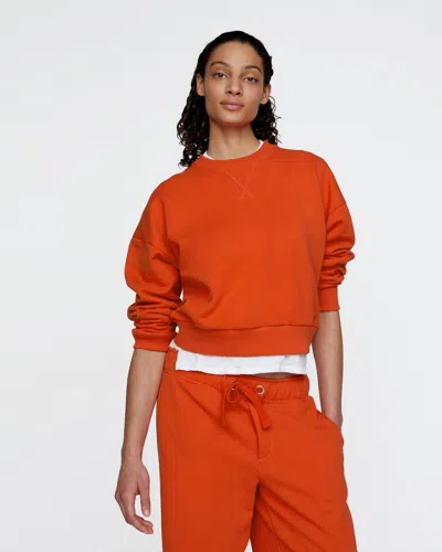 Atm Anthony Thomas Melillo Women's French Terry Cheer Crew Neck Sweatshirt Cotton In Orange