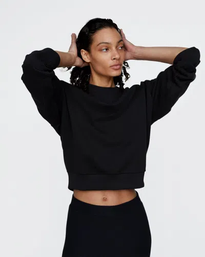 Atm Anthony Thomas Melillo Women's French Terry Cheer Crew Neck Sweatshirt Cotton In Black