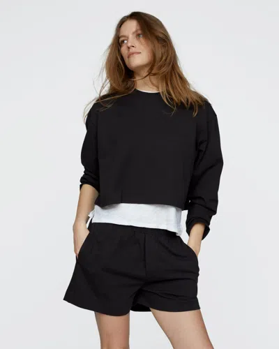 Atm Anthony Thomas Melillo Women's Heavyweight Jersey Long Sleeve Cropped Boxy T-shirt Cotton In Black