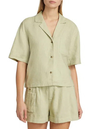 Atm Anthony Thomas Melillo Women's Heavyweight Linen Camp Shirt In Green