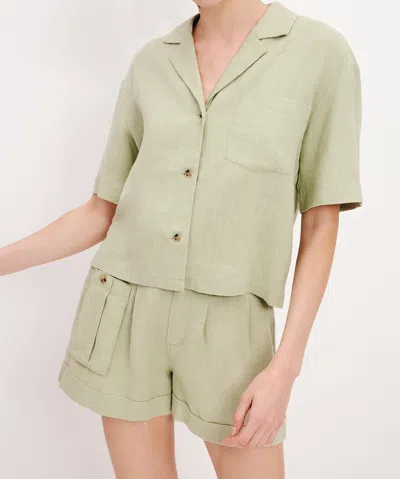 Atm Anthony Thomas Melillo Heavyweight Linen Shirt In Morning Mist