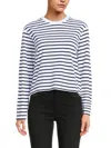 Atm Anthony Thomas Melillo Women's Jersey Stripe Long Sleeve Tee In White