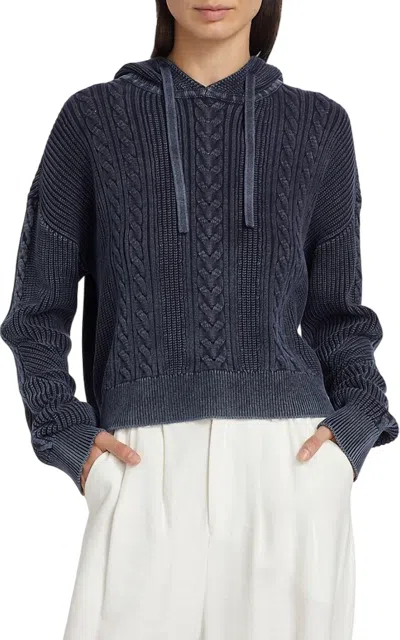 Atm Anthony Thomas Melillo Women's Knit Drawstring Hoodie In Midnight In Multi