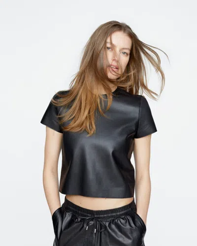 Atm Anthony Thomas Melillo Women's Leather Schoolboy T-shirt In Black