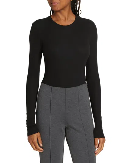 Atm Anthony Thomas Melillo Women's Long Sleeved Bodysuit In Black