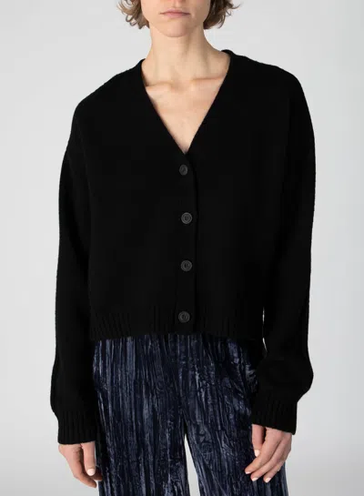 Atm Anthony Thomas Melillo Women's Merino Wool Blend Long Sleeve Cardigan In Black