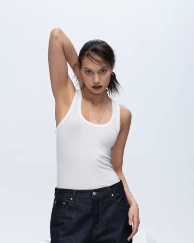 Atm Anthony Thomas Melillo Women's Modal Rib Boy Tank Top Cotton In White