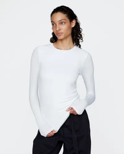 Atm Anthony Thomas Melillo Women's Modal Rib Long Sleeve Crew Top In White