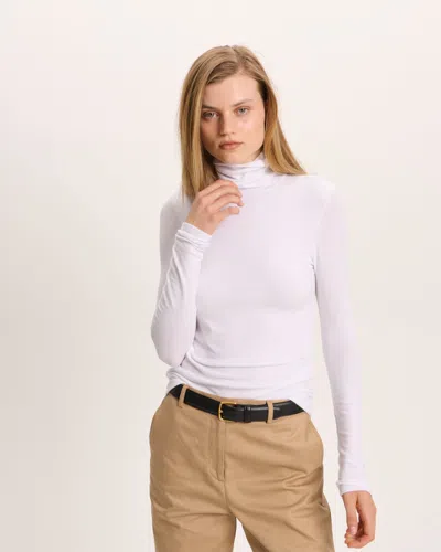 Atm Anthony Thomas Melillo Women's Modal Rib Turtleneck Top In White