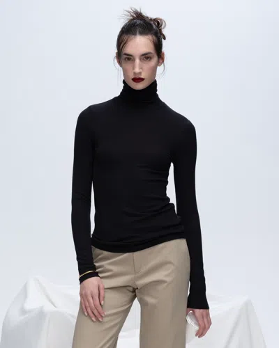 Atm Anthony Thomas Melillo Women's Modal Rib Turtleneck T-shirt In Black