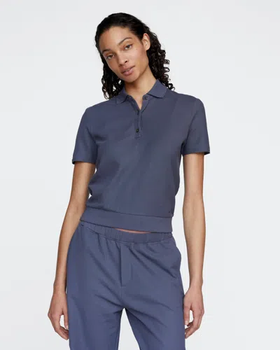 Atm Anthony Thomas Melillo Women's Pima Cotton Pique Short Sleeve Polo Top In Blue