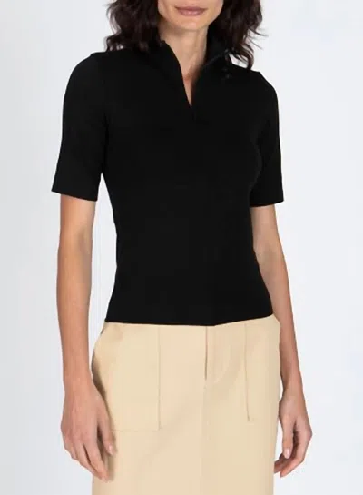 Atm Anthony Thomas Melillo Women's Pima Cotton Zip Front Top In Black