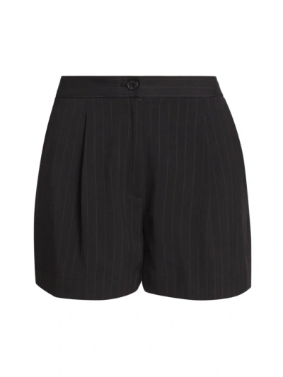Atm Anthony Thomas Melillo Women's Pleated Twill Pinstriped Shorts In Black