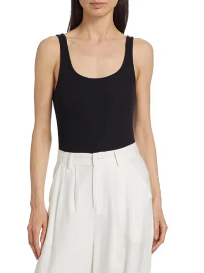 Atm Anthony Thomas Melillo Women's Rib-knit Scoop-neck Bodysuit In Black