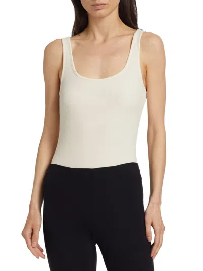 Atm Anthony Thomas Melillo Women's Rib-knit Scoop-neck Bodysuit In Brown