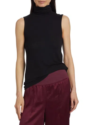 Atm Anthony Thomas Melillo Women's Rib-knit Sleeveless Turtleneck Tank In Black