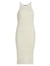 Atm Anthony Thomas Melillo Women's Rib-knit Stripe Tank Midi-dress In Chalk Morning Mist