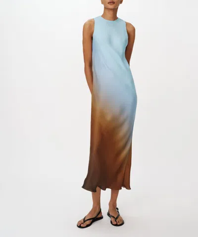 Atm Anthony Thomas Melillo Women's Satin Ombre Print Sleeveless Bias Dress Polyester In Multi