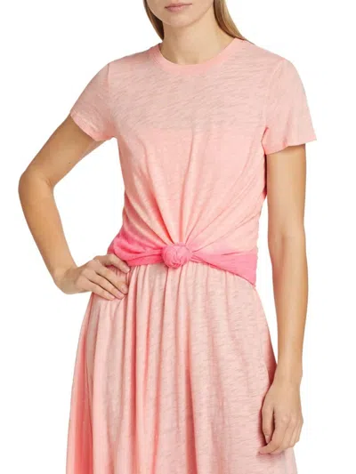 Atm Anthony Thomas Melillo Women's Schoolboy Slub Dip-dye T-shirt In Cherry Blossom Combo