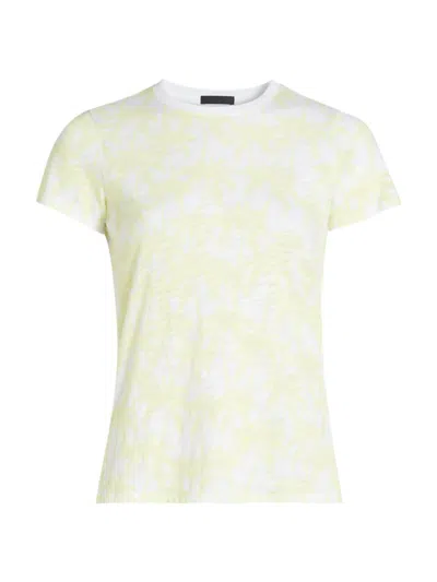 Atm Anthony Thomas Melillo Women's Schoolboy Slub Palm Print T-shirt In White Lemon Chiffon