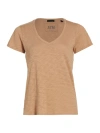 Atm Anthony Thomas Melillo Women's Schoolboy V-neck Tee In Camel