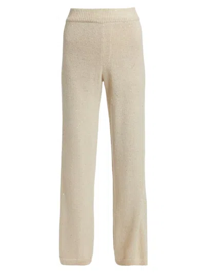 Atm Anthony Thomas Melillo Women's Sequined Knit Wide-leg Pants In Neutral
