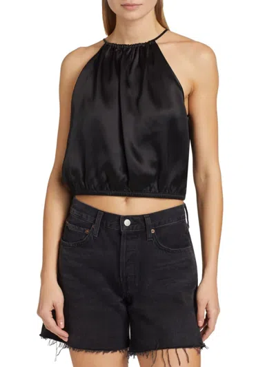 Atm Anthony Thomas Melillo Women's Silk Charmeuse Halter Top In Black