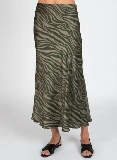 Atm Anthony Thomas Melillo Women's Silk Charmeuse Maxi Skirt In Zebra Stripe In Green