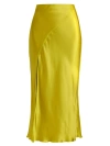 Atm Anthony Thomas Melillo Bias Cut Silk Charmeuse Midi Skirt In Chartreuse Yellow