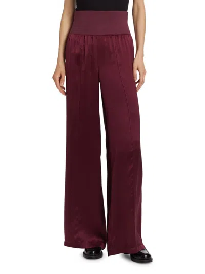 Atm Anthony Thomas Melillo Women's Silk Charmeuse Wide Leg Pants In Burgundy