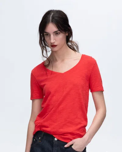 Atm Anthony Thomas Melillo Women's Slub Jersey Classic Short Sleeve V-neck T-shirt In Multi