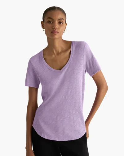 Atm Anthony Thomas Melillo Women's Slub Jersey Classic V-neck T-shirt In Purple