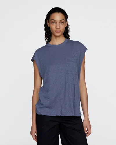 Atm Anthony Thomas Melillo Women's Slub Jersey Cut Off Muscle T-shirt In Blue