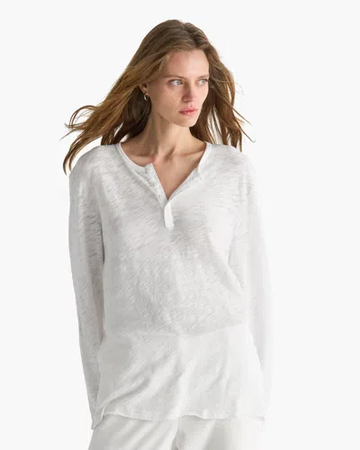 Atm Anthony Thomas Melillo Women's Slub Jersey Destroyed Wash Boyfriend Henley T-shirt In White