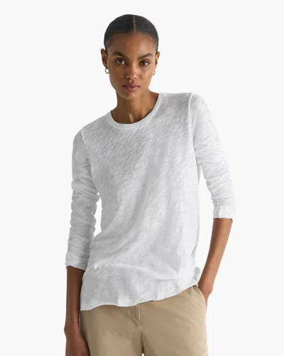 Atm Anthony Thomas Melillo Women's Slub Jersey Long Sleeve Destroyed Wash T-shirt In White