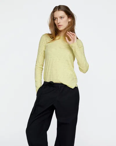Atm Anthony Thomas Melillo Women's Slub Jersey Long Sleeve Destroyed Wash T-shirt In Yellow