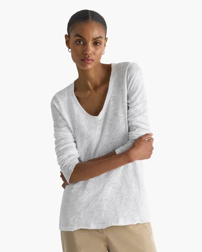 Atm Anthony Thomas Melillo Women's Slub Jersey Long Sleeve V-neck T-shirt In White