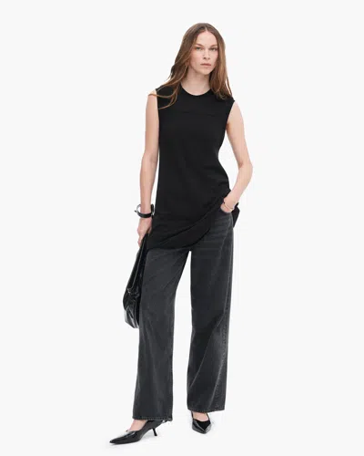Atm Anthony Thomas Melillo Women's Slub Jersey Mixed Media Sleeveless Dress In Black