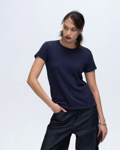Atm Anthony Thomas Melillo Women's Slub Jersey Schoolboy Crew Neck T-shirt In Blue