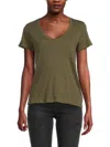 Atm Anthony Thomas Melillo Women's Schoolboy V-neck Tee In Army