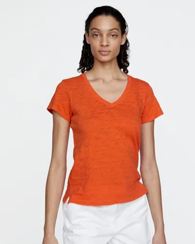 Atm Anthony Thomas Melillo Women's Slub Jersey Schoolboy V-neck T-shirt In Orange