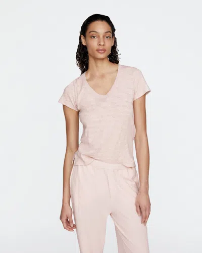 Atm Anthony Thomas Melillo Women's Slub Jersey Schoolboy V-neck T-shirt In Pink