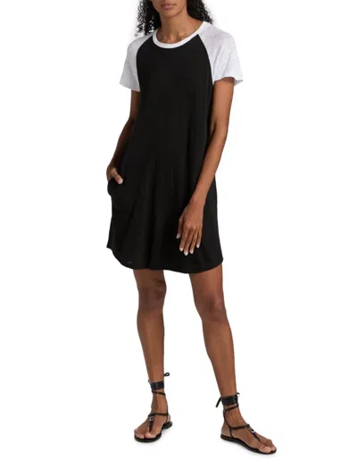 Atm Anthony Thomas Melillo Women's Slub Jersey Short Sleeve Baseball Dress In Black
