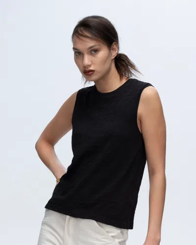 Atm Anthony Thomas Melillo Women's Slub Jersey Sleeveless Schoolboy T-shirt In Black