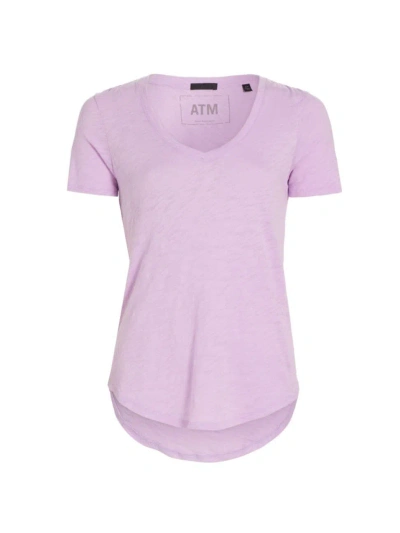 Atm Anthony Thomas Melillo Women's Slub Jersey V-neck Tee In Pale Orchid