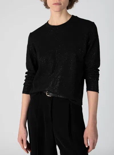 Atm Anthony Thomas Melillo Women's Slub Jersey With Foil Long Sleeve Crop Tee In Black