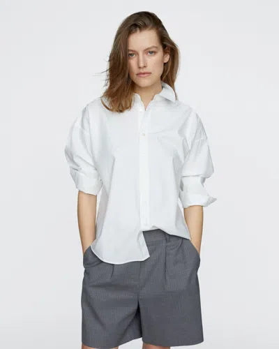 Atm Anthony Thomas Melillo Women's Solid Max Shirt Cotton Poplin In White